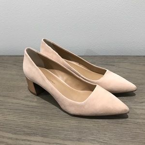 Low Block-Heel Pump - Pink Suede